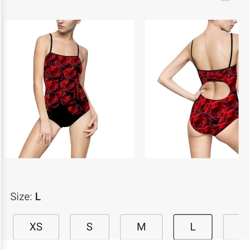 Red Rose Print Swimsuit